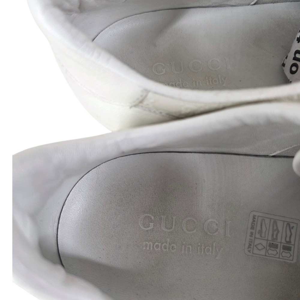 Gucci White Guccissima Leather Sneakers Mens 9 G US 10 Wide Web Stripe Low Top - Picture 11 of 15
